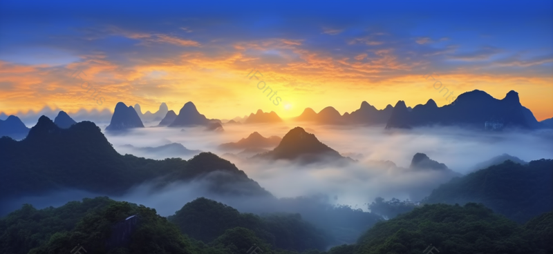 大山烟雾缭绕航拍自然摄影图,高清,摄影图,摄影图片,图片大全,摄影图免费下载